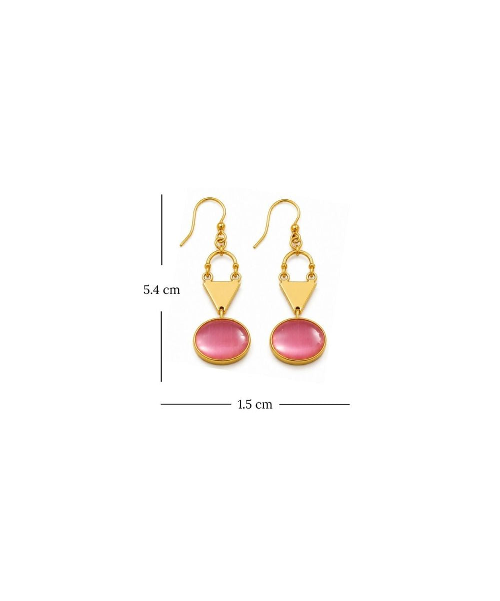 Gold Plated Pink Cubic Ziconia Drop Earrings