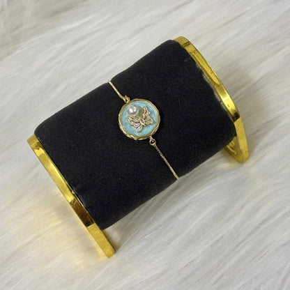 Butterfly Pearl Gold-Plated Bracelet