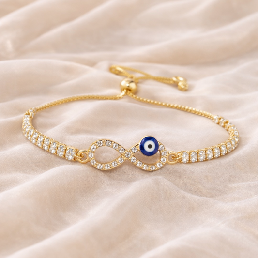 Evil Eye Infinity Bracelet with Cubic Zirconia