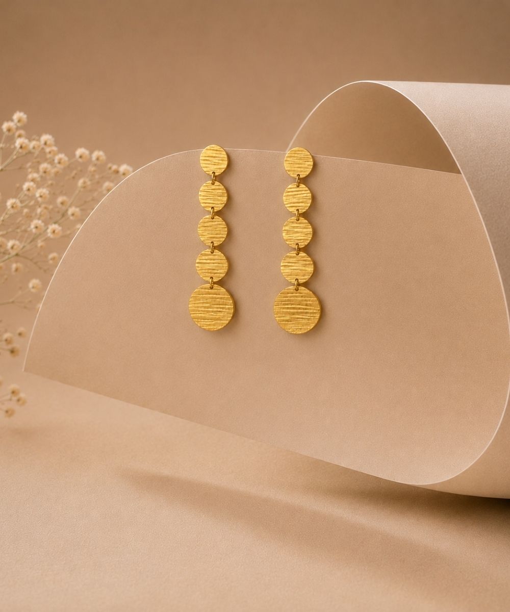 Gold Plated Moon Disc Earrings