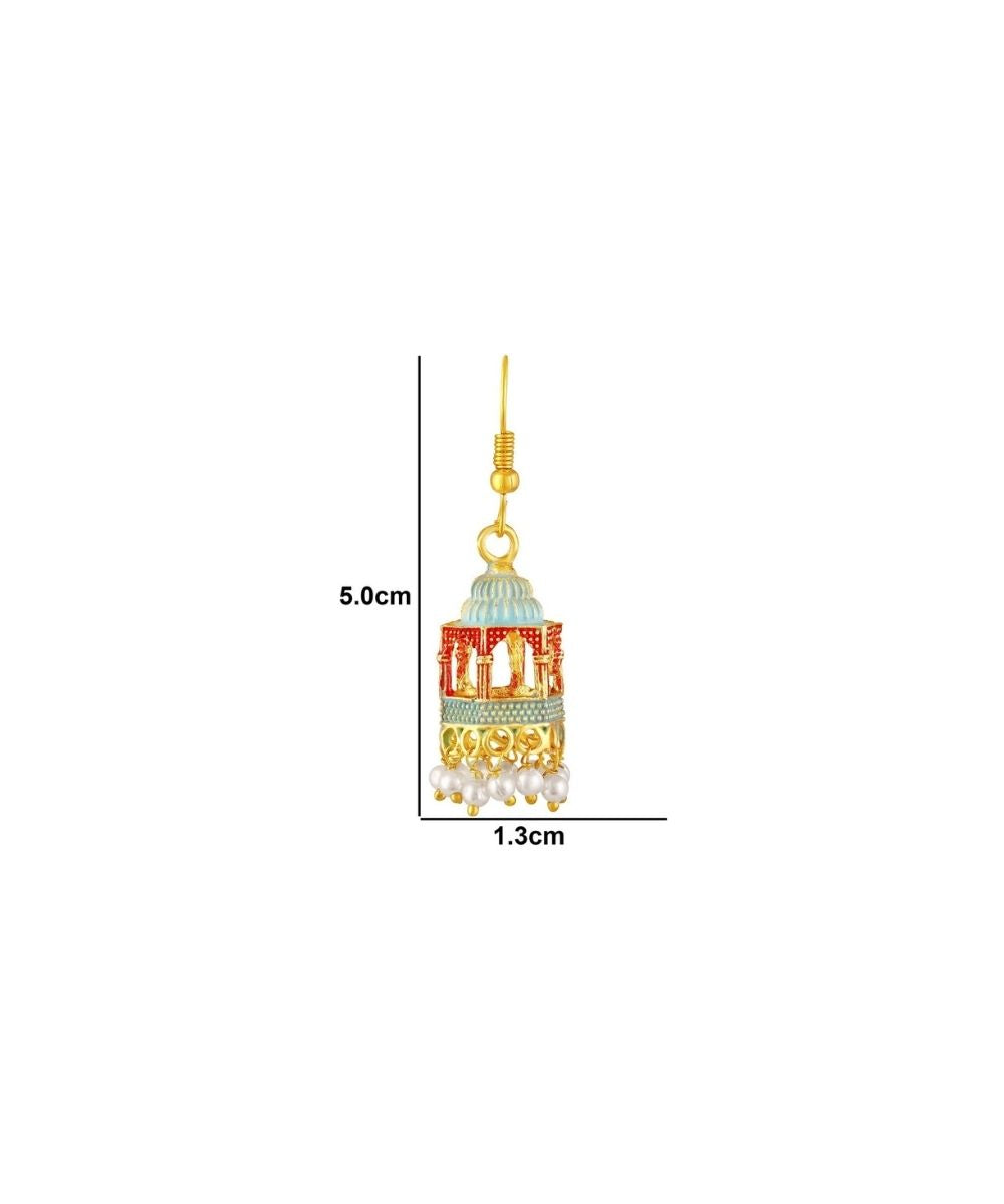 Gold Plated Jarokha Jhumki Earrings