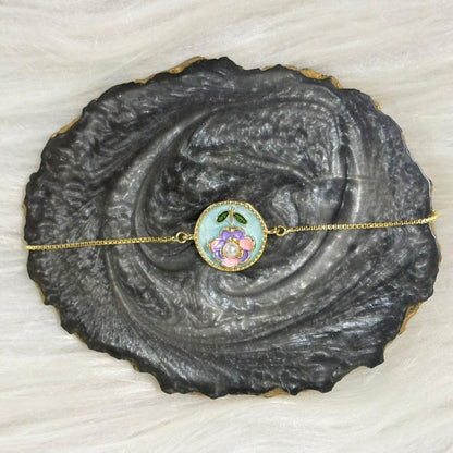 Gold Plated Floral Charm Bracelet