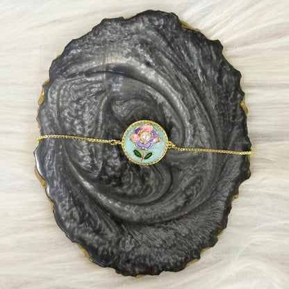 Gold Plated Floral Charm Bracelet