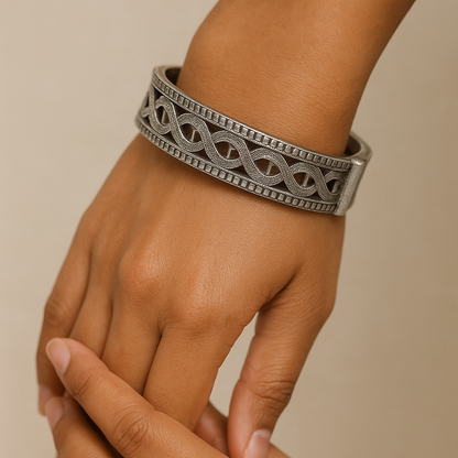 Oxidized Zig-Zag Statement Bangle