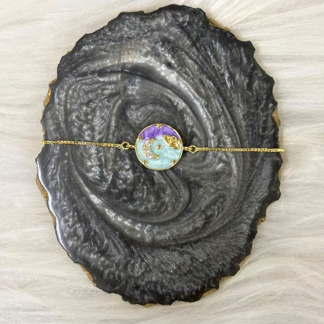 Gold-Plated Half-Moon Adjustable Bracelet