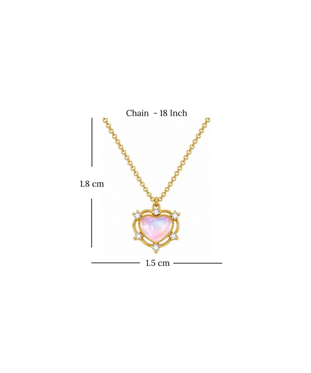 Gold Plated Luna Glow Stone Heart Shape Pendant Necklace