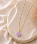 Gold Plated Purple Flower Pendant Necklace