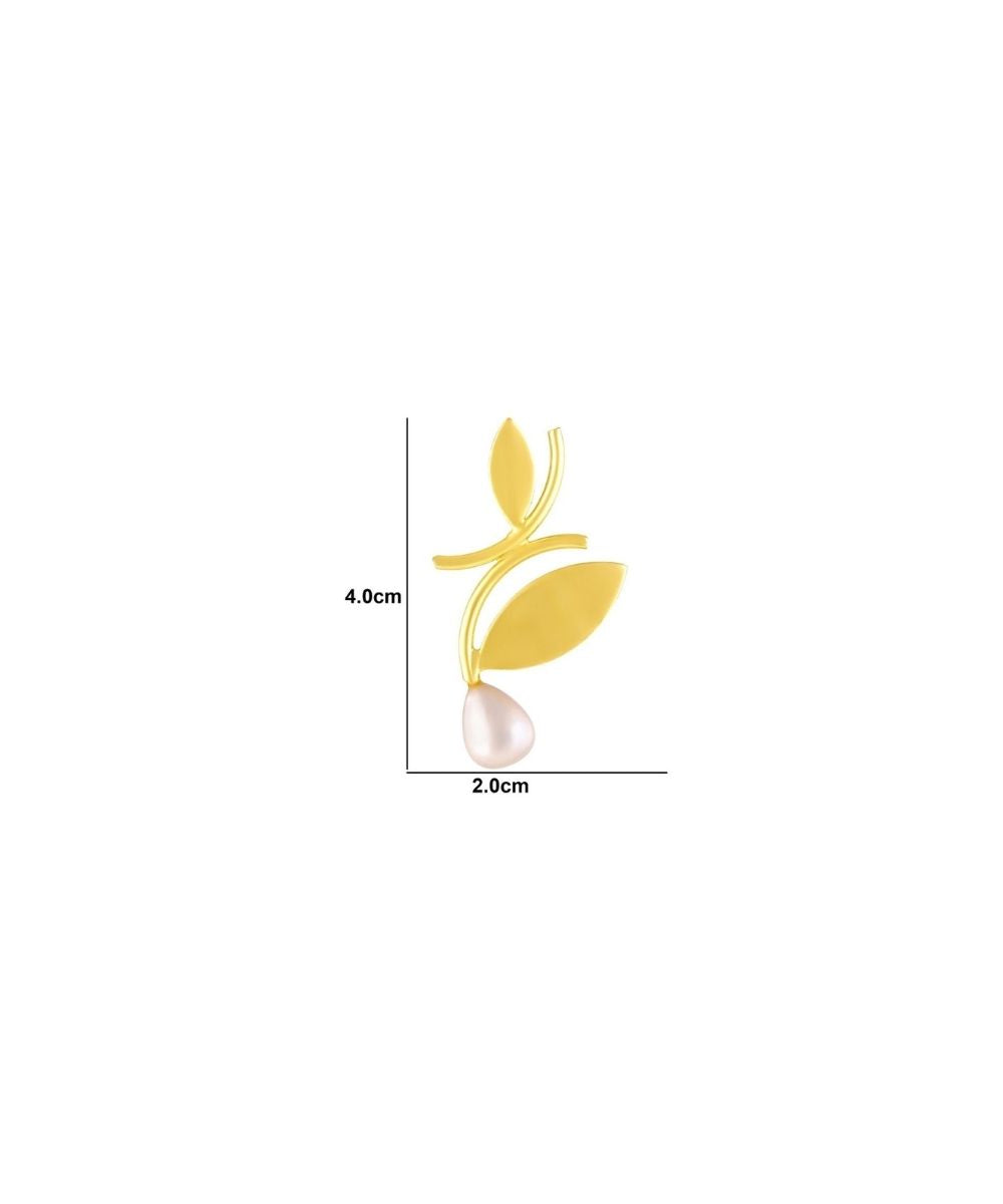 Bdiva 18K Gold Plated Leaf Pearl Drop Earrings with a Redefine Modern Elegance