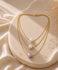3-Layered Gold-Plated Pearl Necklace