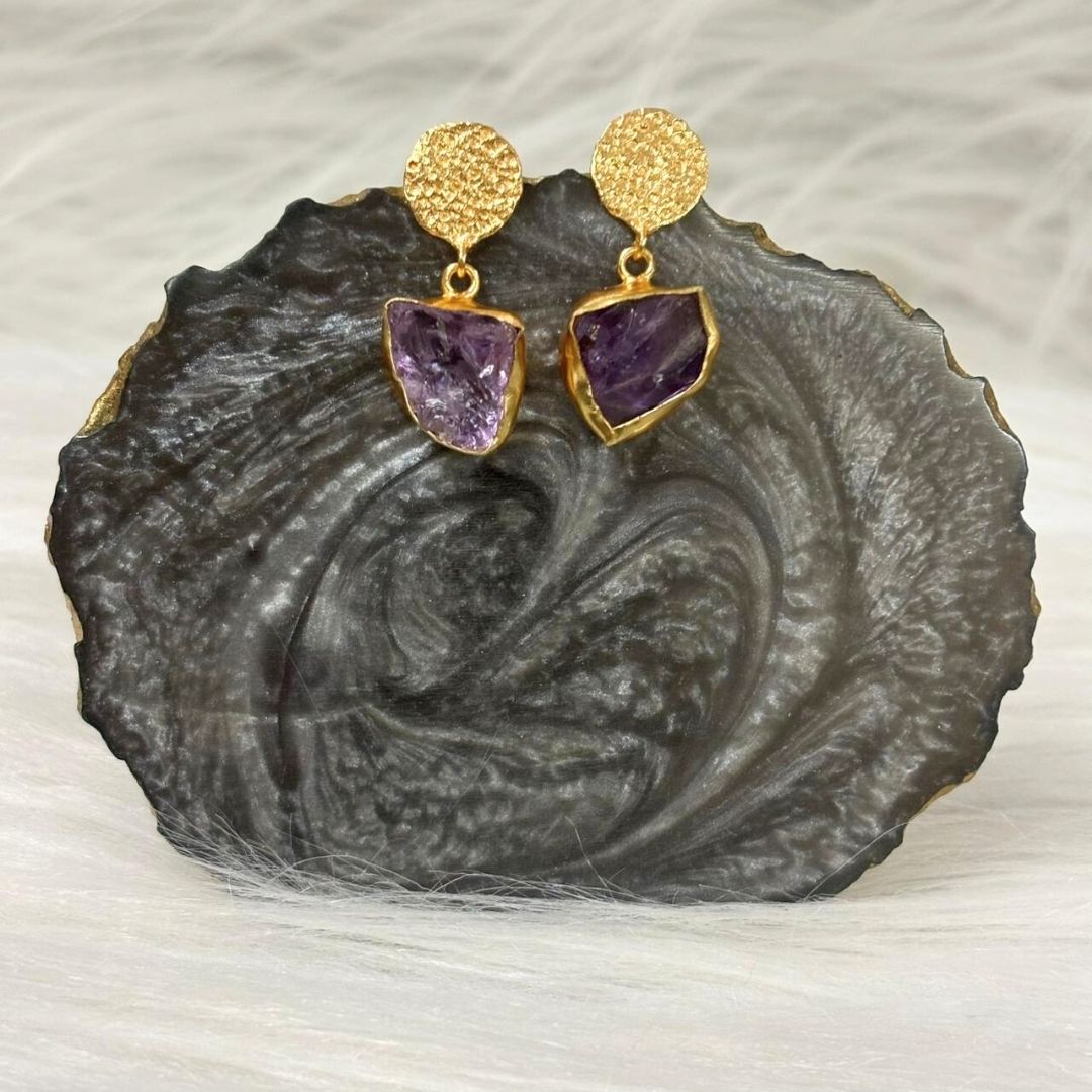 Gold Plated Semi-Precious Stone Earrings