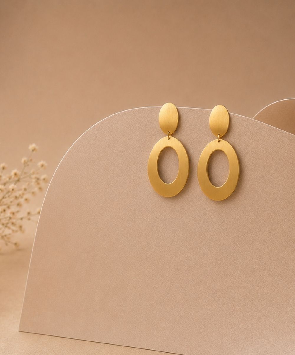 Gold Plated Double Oval Earrings