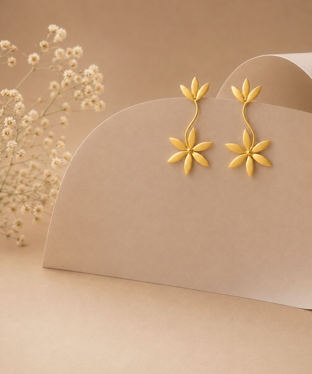 Gold Plated Floral Earrings