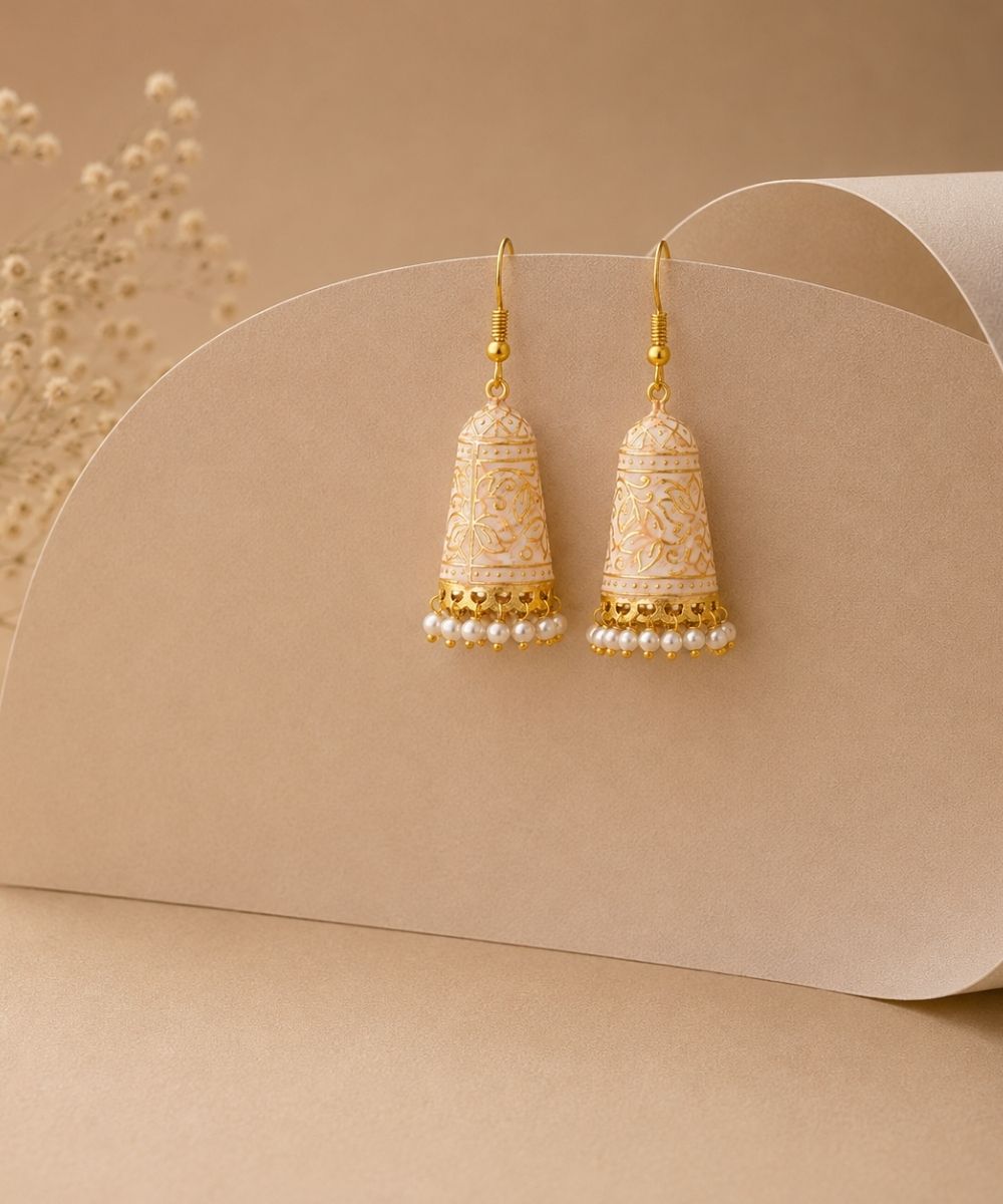 Gold Plated Enamel Jhumki Earrings