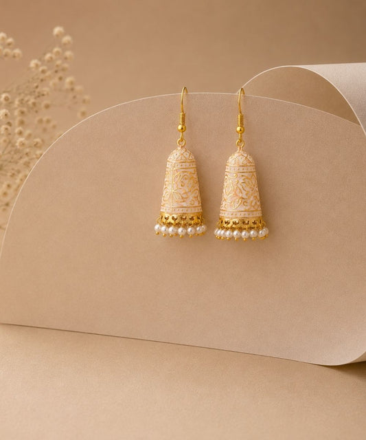 Gold Plated Enamel Jhumki Earrings