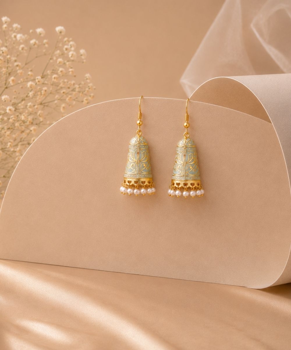 Gold Plated Enamel Earrings