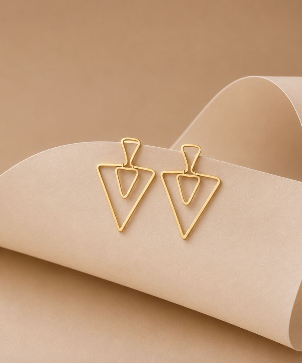 Gold Plated Triangle Earrings