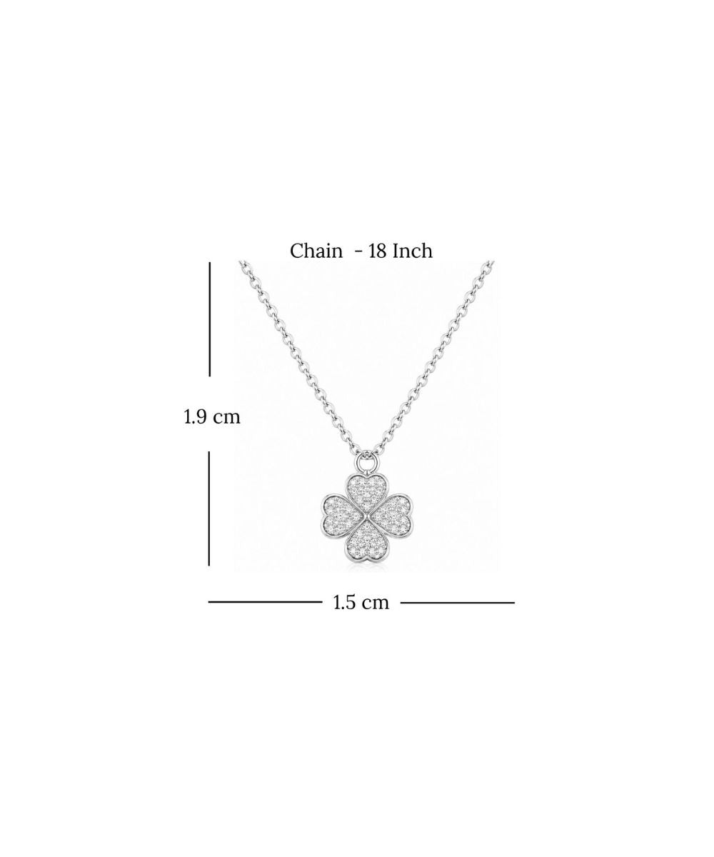Rhodium Plated Clover Pendant with CZ Stones