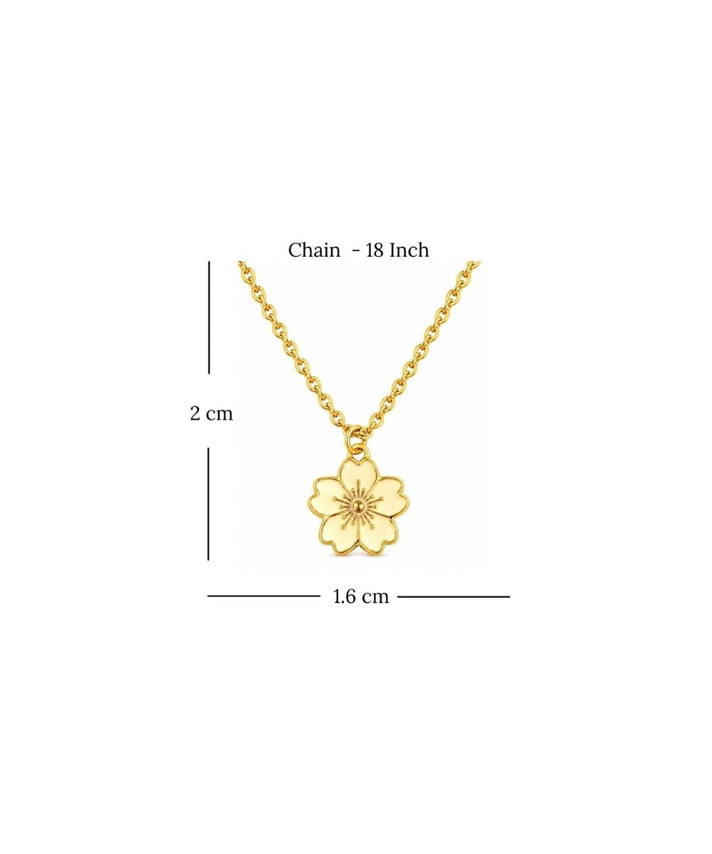 Gold Plated Beige Flower Pendant Necklace