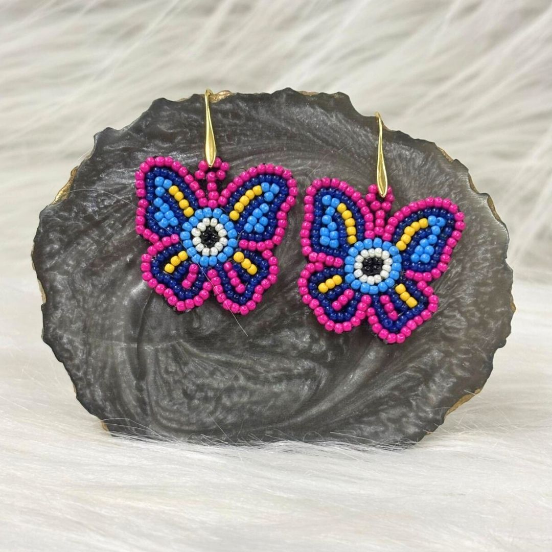 Multicolour Butterfly Seed Bead Earrings