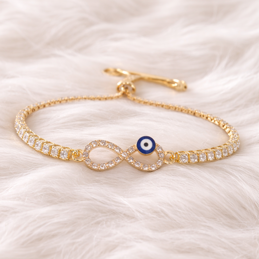 Evil Eye Infinity Bracelet with Cubic Zirconia