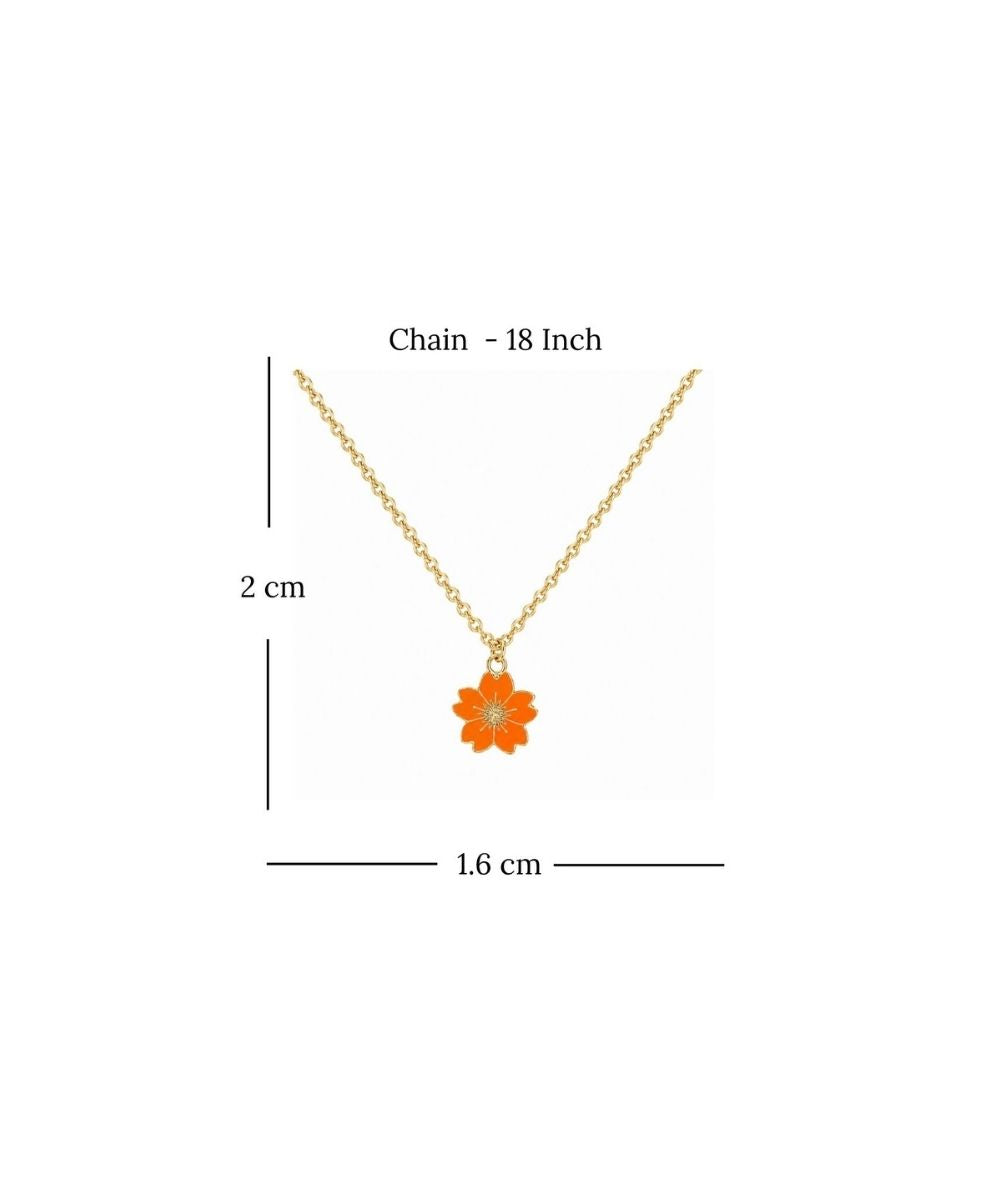 Gold Plated Orange Flower Pendant Necklace