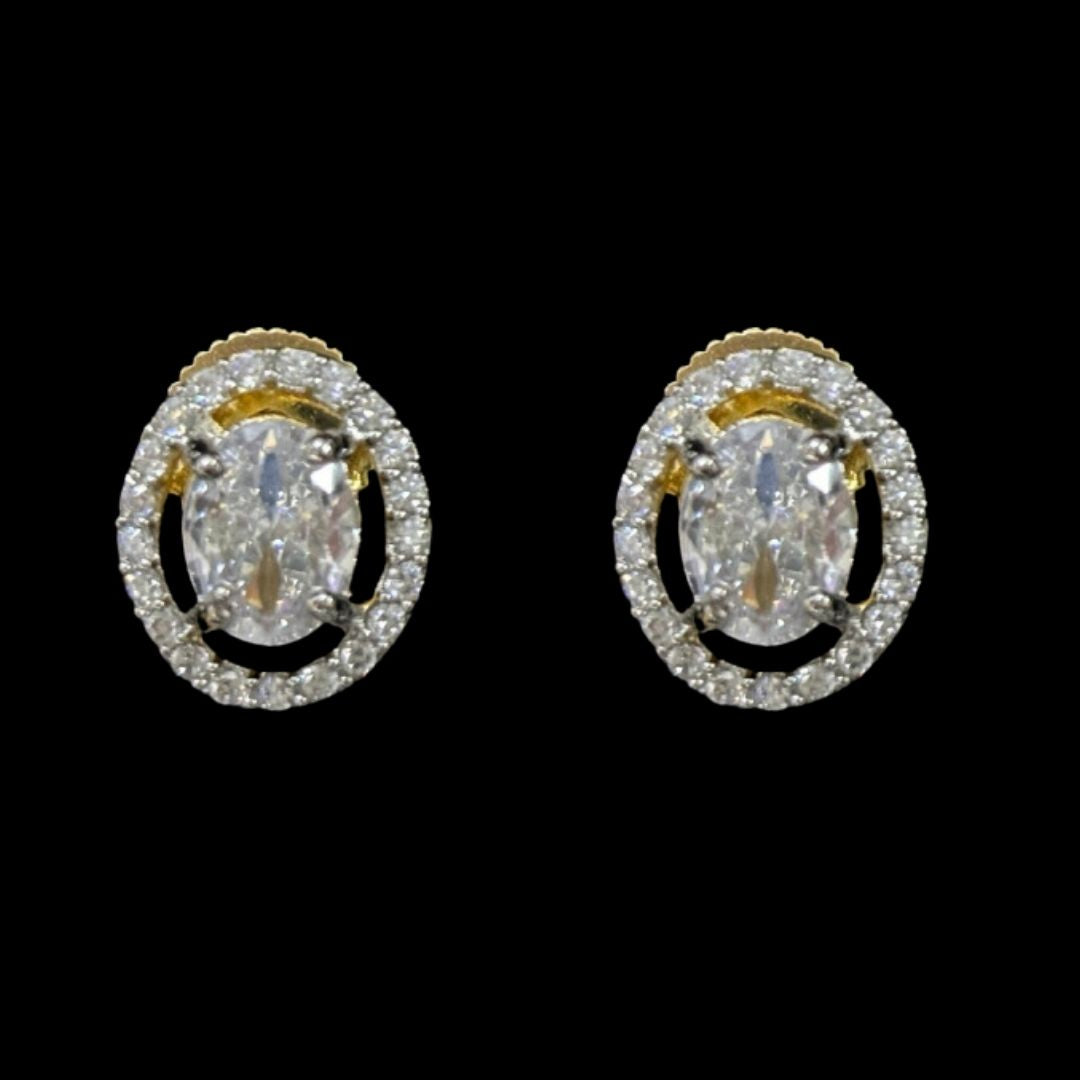 Gold-Plated Eternal Glow Solitaire Halo Pendant & Earrings Set