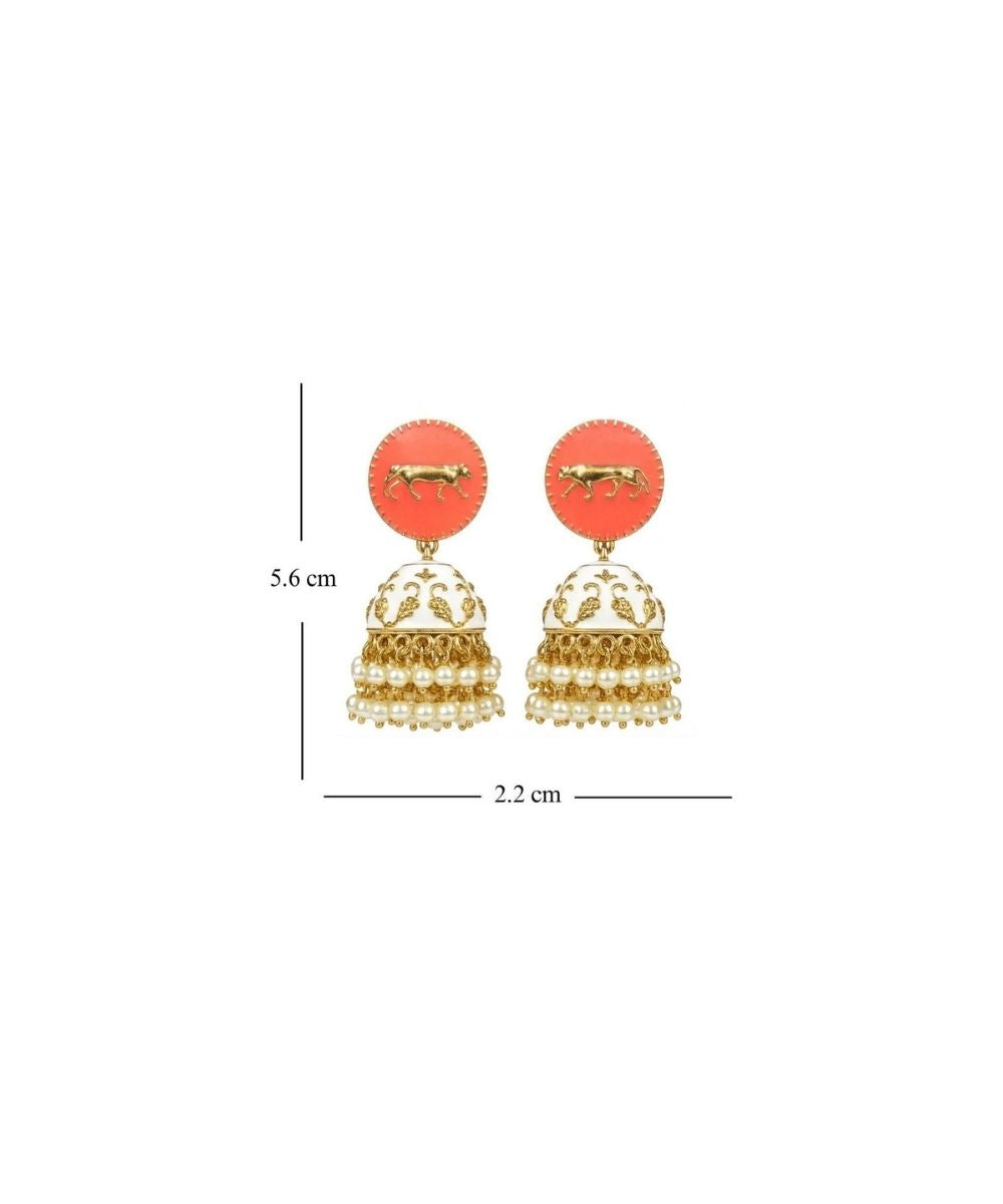 Gold Plated Enamel Jhumki Earrings
