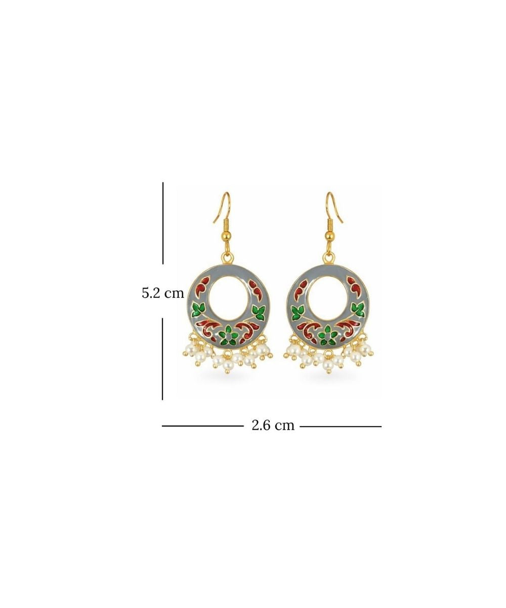Gold-Plated Enamel Pearl Drop Earrings
