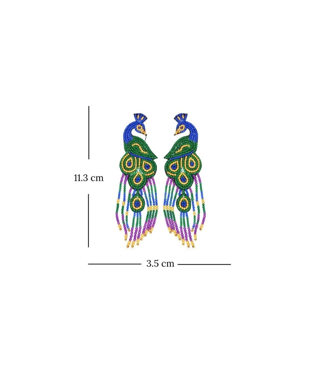 Gold Plated Multicolour Butterfly Seed Bead Drop Earrings