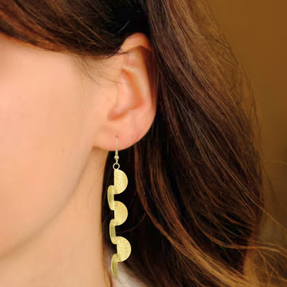 Gold Plated Semi-Circle Drop Earrings