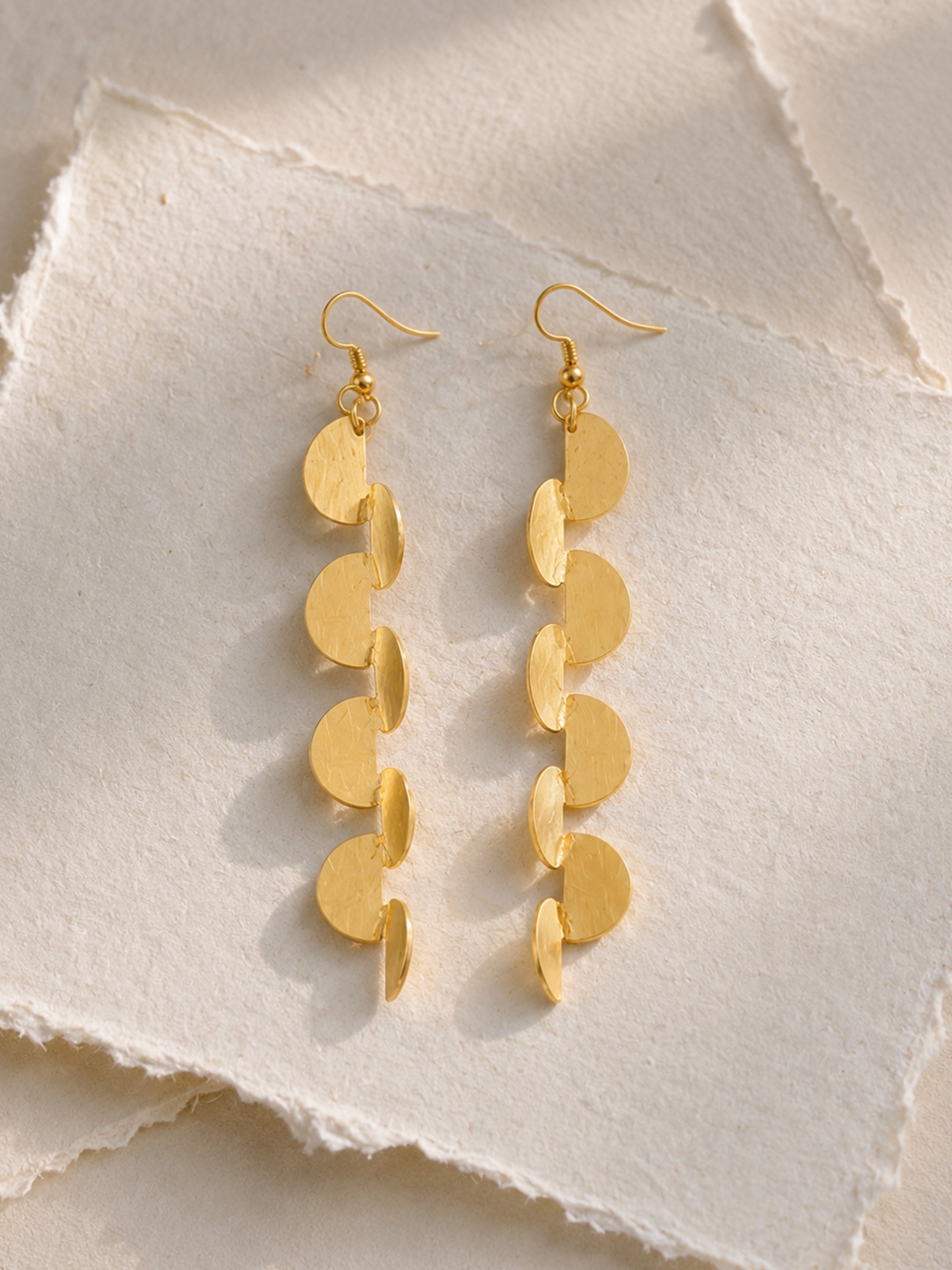 Gold Plated Semi-Circle Drop Earrings