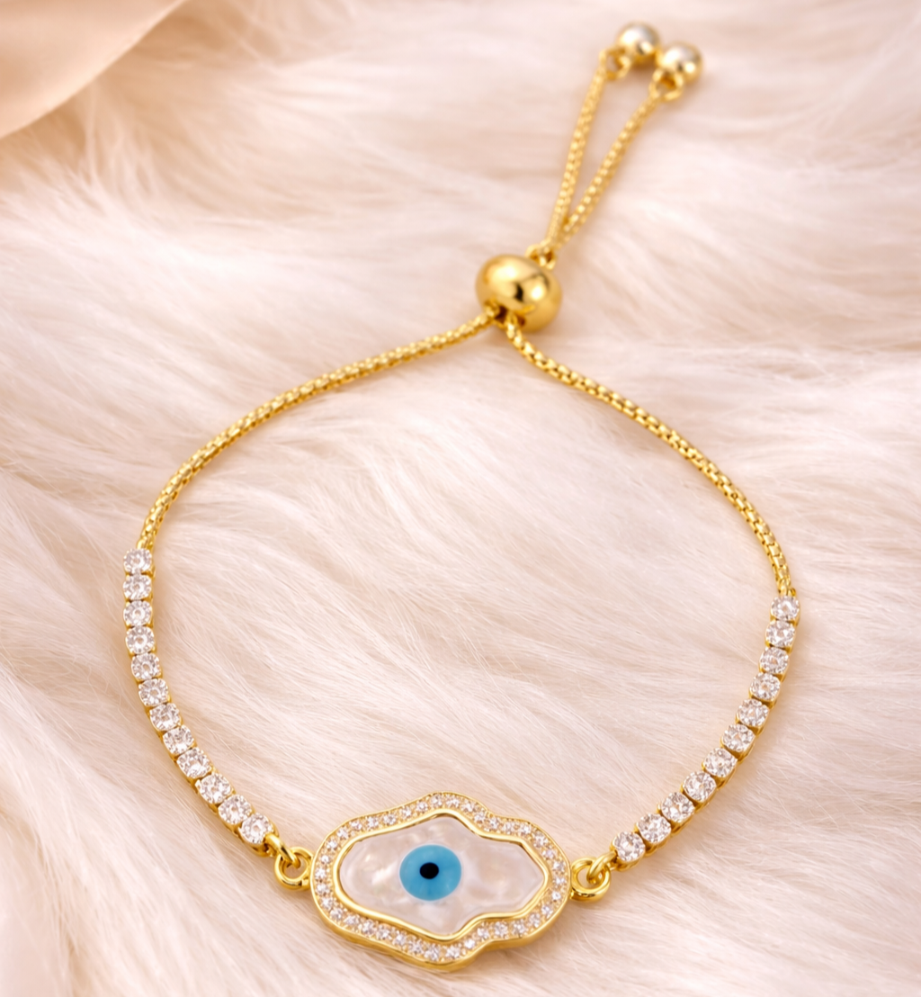 Evil Eye Hamsa Bracelet with Cubic Zirconia