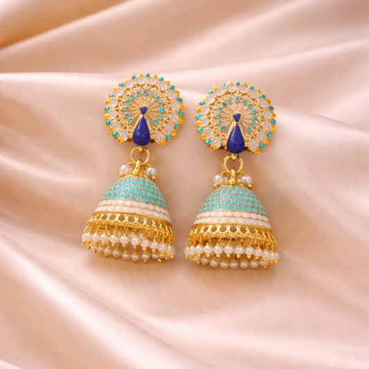 Gold Plated Peacock Earrings