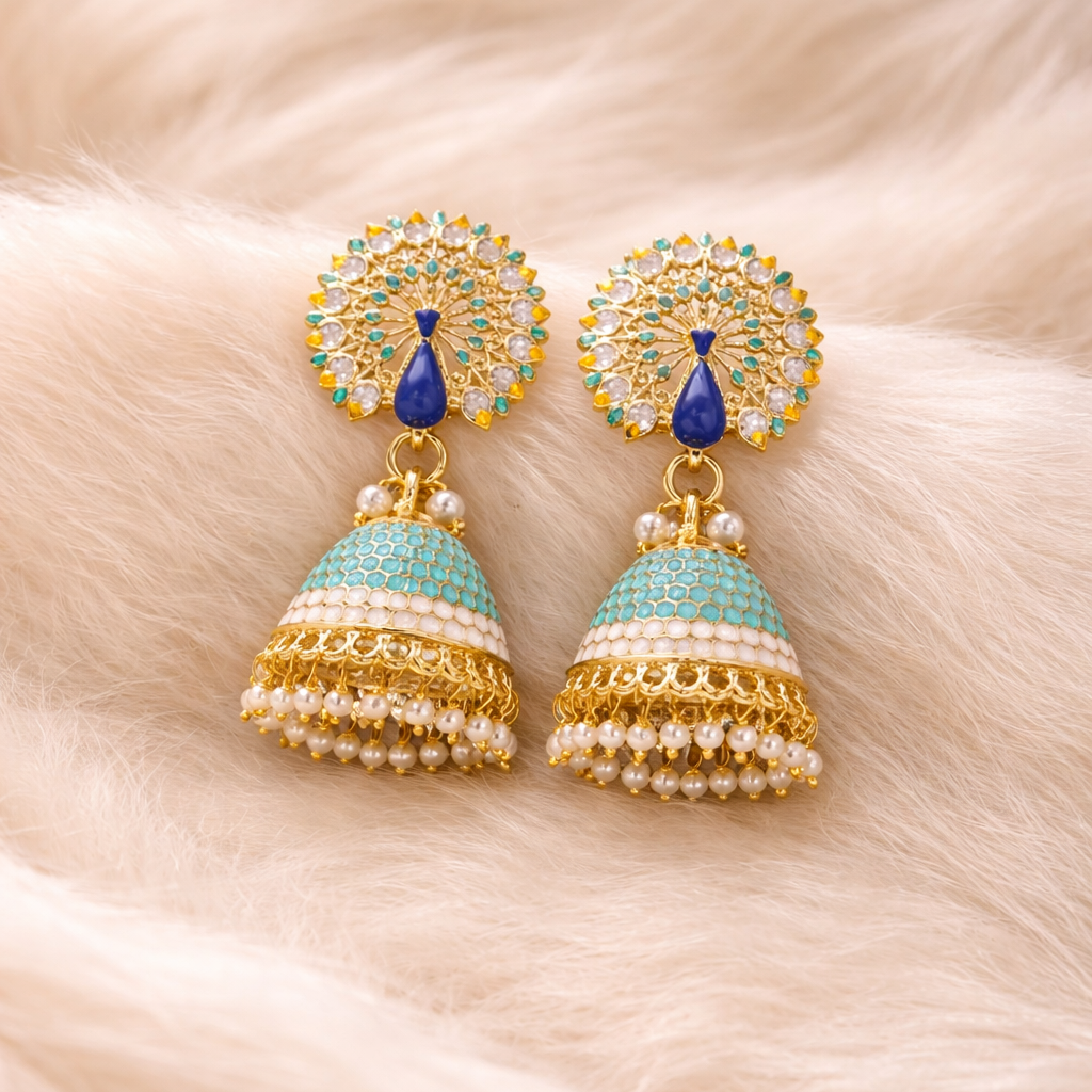 Gold Plated Peacock Earrings