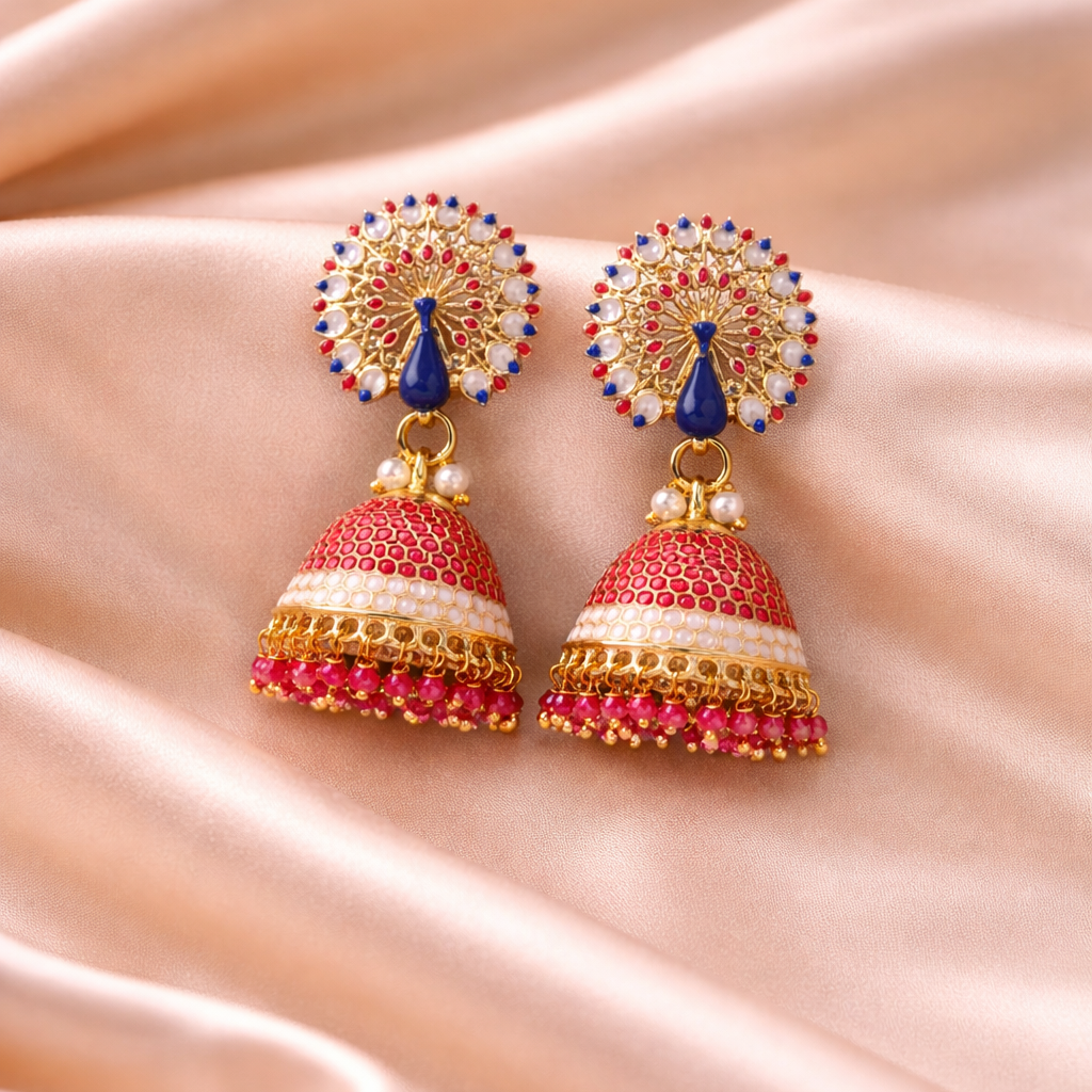 Gold Plated Peacock Earrings