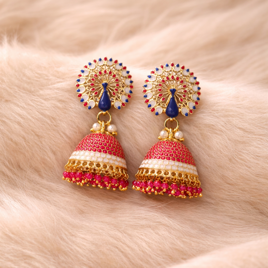 Gold Plated Peacock Earrings