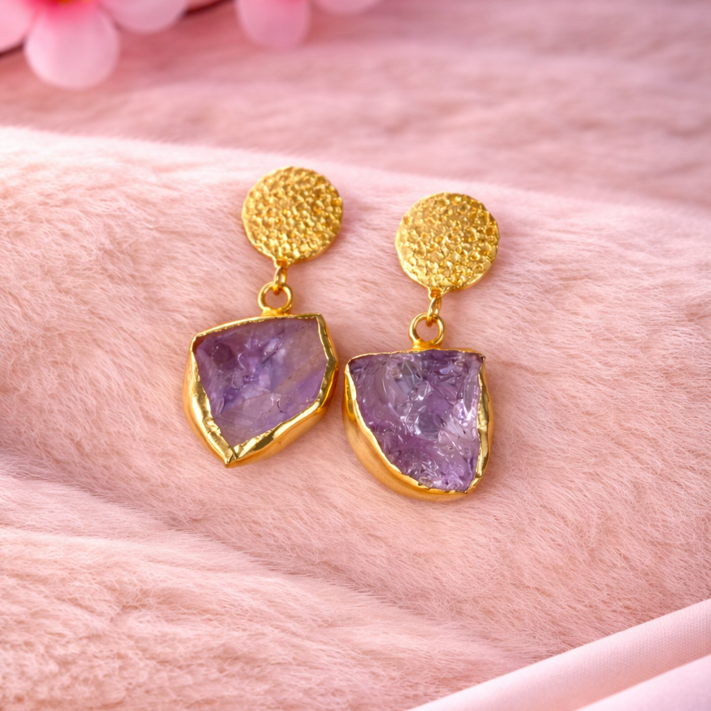 Gold Plated Semi-Precious Stone Earrings