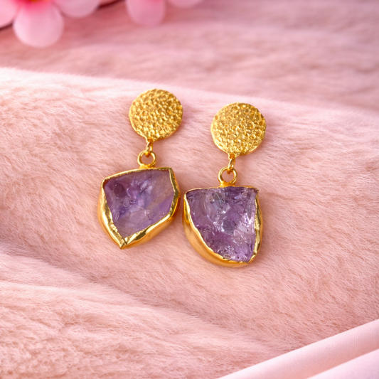 Gold Plated Semi-Precious Stone Earrings