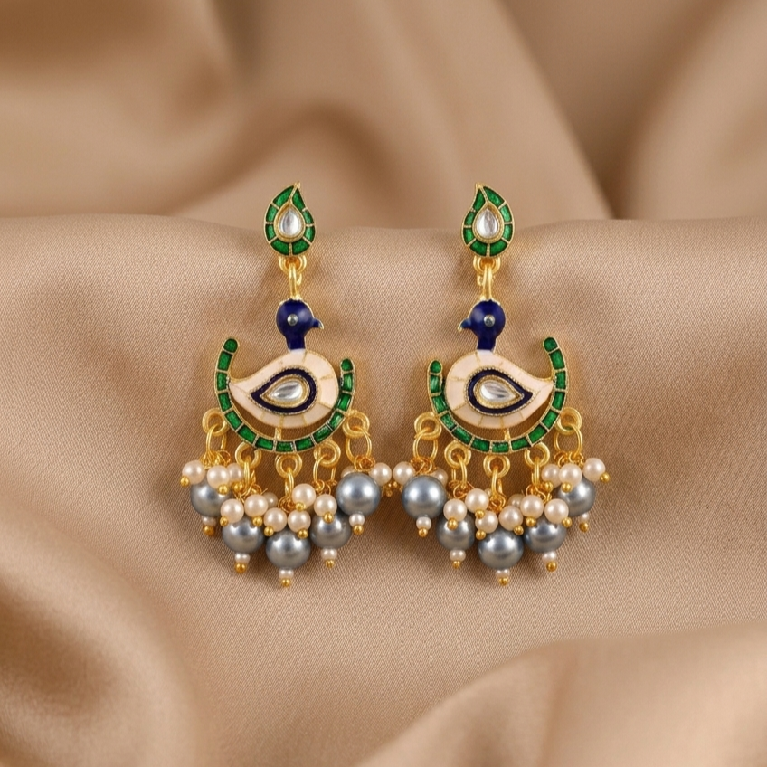 Gold Plated Peacock Earrings