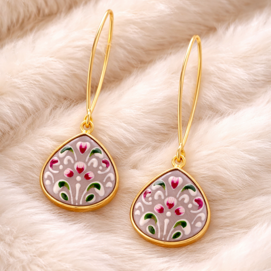 Gold Plated Hand-Painted Earrings