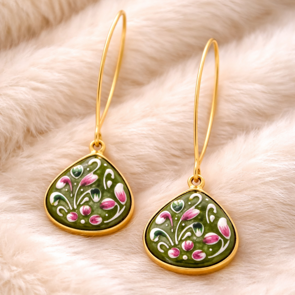 Gold Plated Hand-Painted Earrings