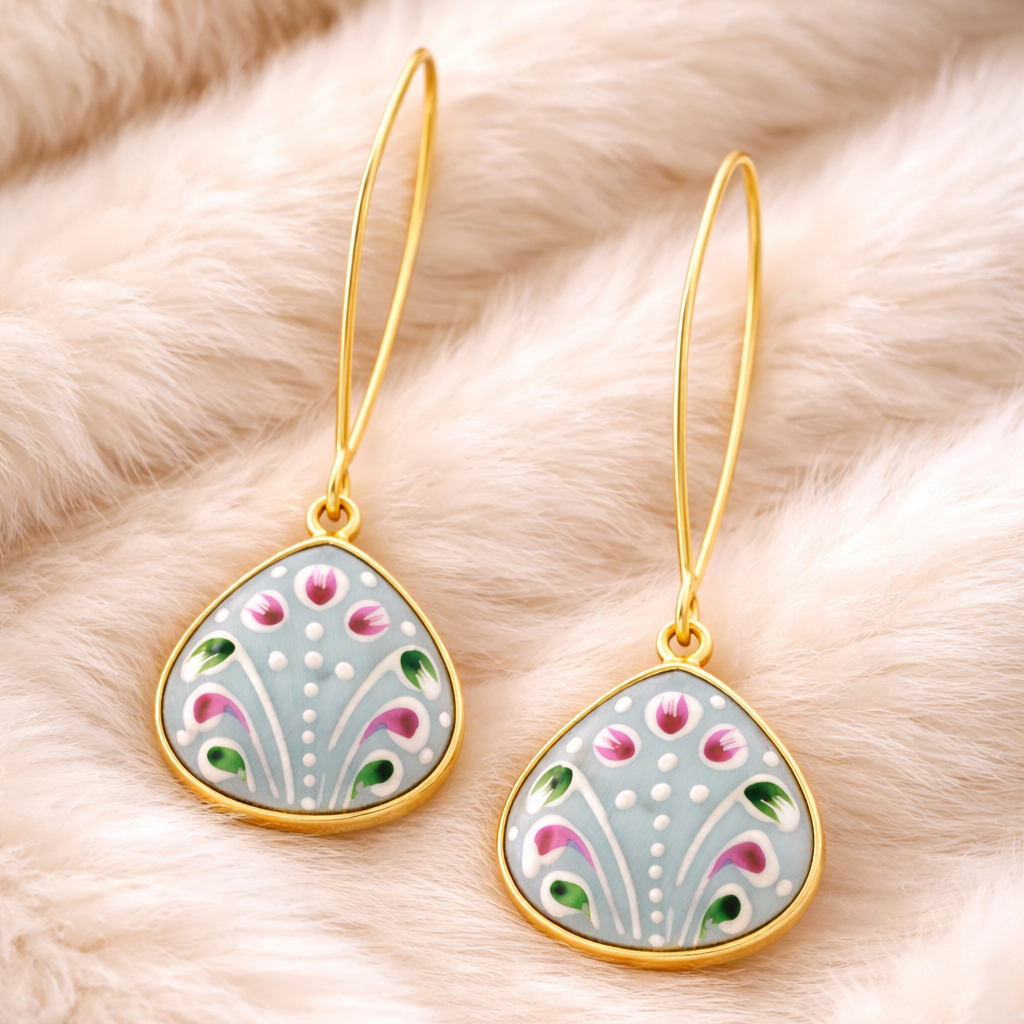 Gold Plated Hand-Painted Earrings