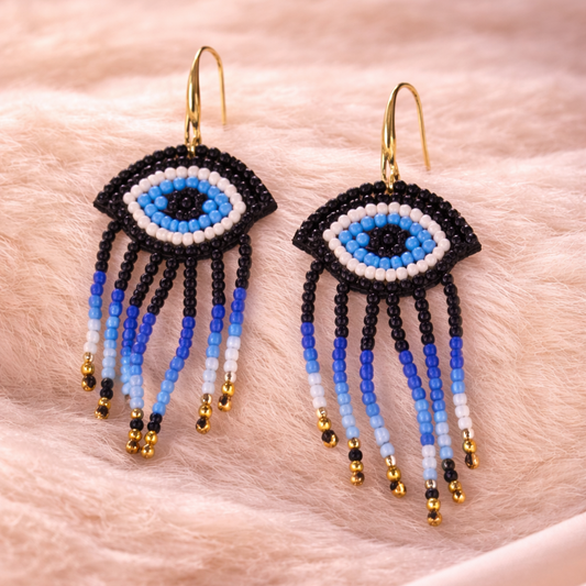 Evil Eye Seed Bead Earrings