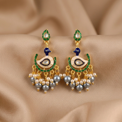 Gold Plated Peacock Earrings
