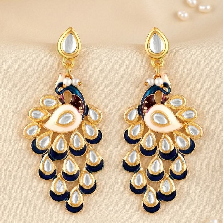 Gold Plated Peacock Earrings