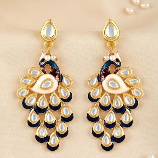 Gold Plated Peacock Earrings