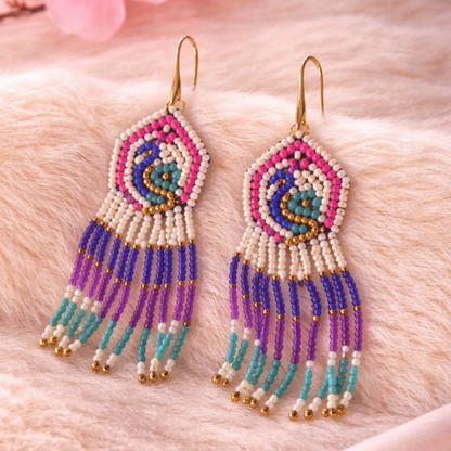 Multicolour Butterfly Seed Bead Earrings