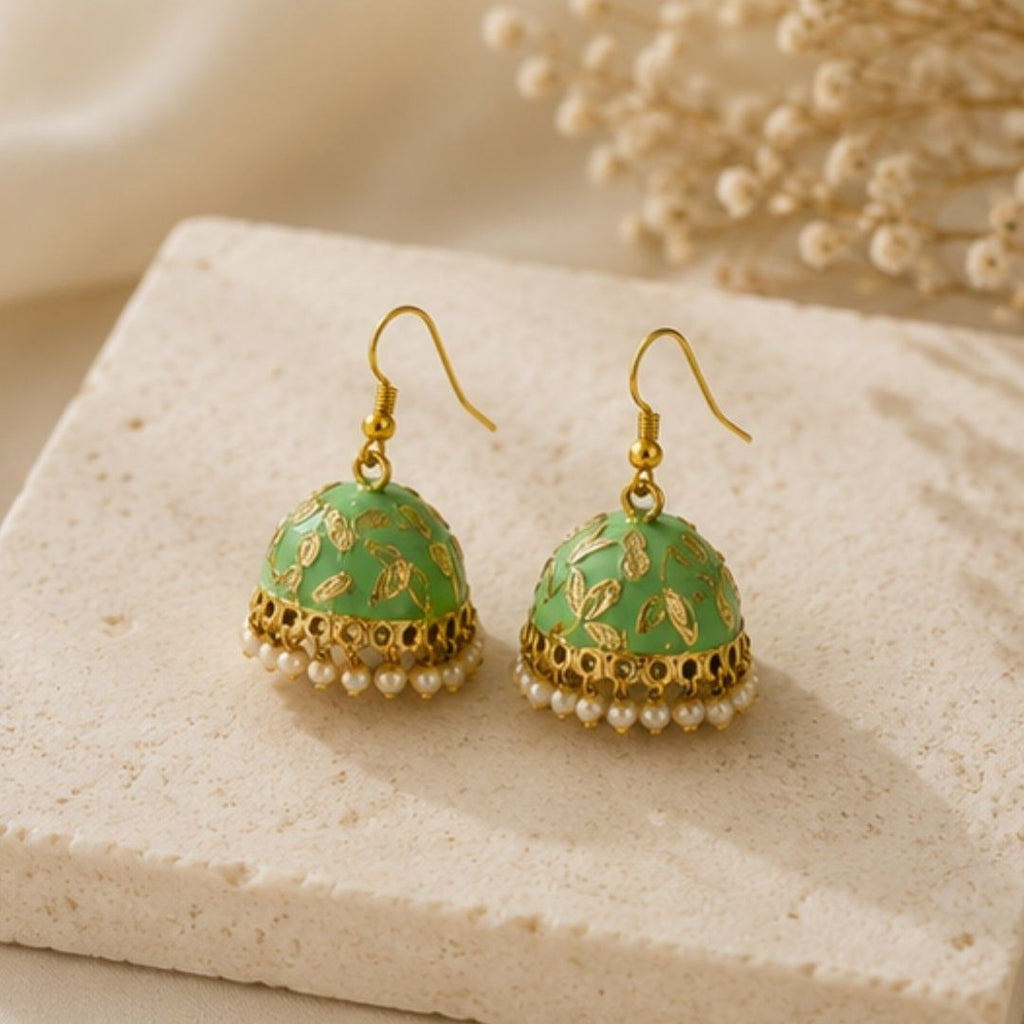 Gold Plated Pearl Jhumki Earrings