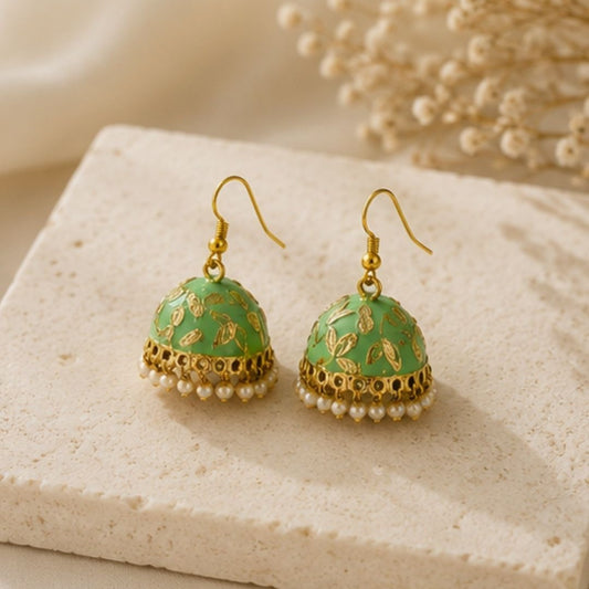 Gold Plated Pearl Jhumki Earrings