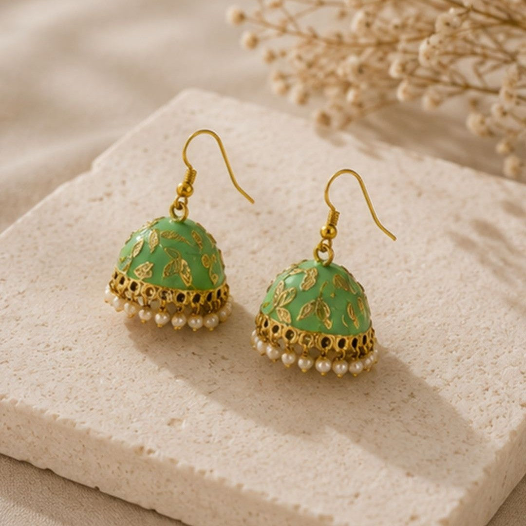 Gold Plated Pearl Jhumki Earrings
